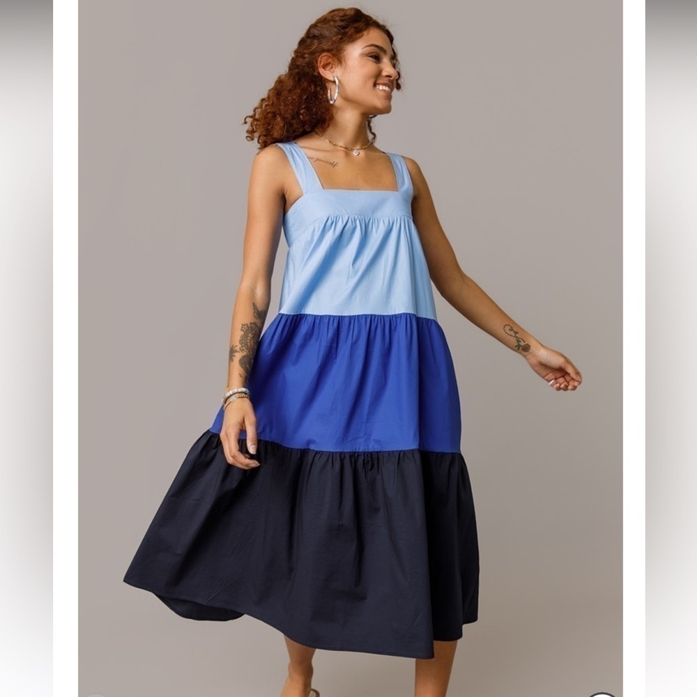 NEW with tags Goodnight Macaroon tiered blue maxi dress